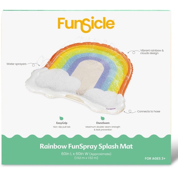 Funsicle5ftRainbow🌈FunSpray Kids👦🏻👧🏻Splash Mat w Sprayers 4 AboveGroundPool - Picture 6 of 9